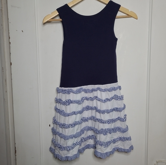 Halabaloo Girl's Ruffled Tank Dress Navyblue&White Size 10 - Picture 4 of 7